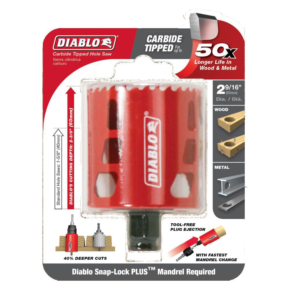 DIABLO DHS2563CT  -  2‑9/16" Carbide‑Tipped Wood & Metal Holesaw - Wise Line Tools
