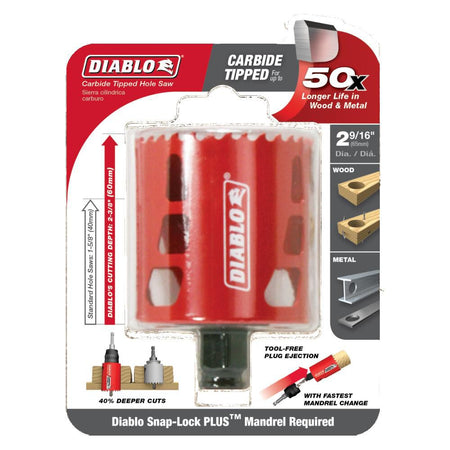DIABLO DHS2563CT  -  2‑9/16" Carbide‑Tipped Wood & Metal Holesaw - Wise Line Tools
