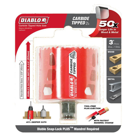 DIABLO DHS3000CT  -  3" Carbide‑Tipped Wood & Metal Holesaw - Wise Line Tools