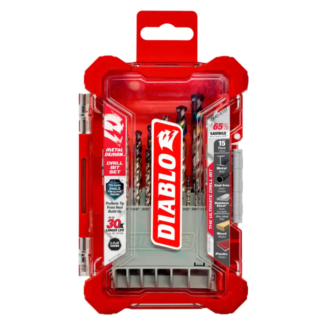 DIABLO DMD-S15T - 15 pc Metal Demon Drill Bits Set PEARL