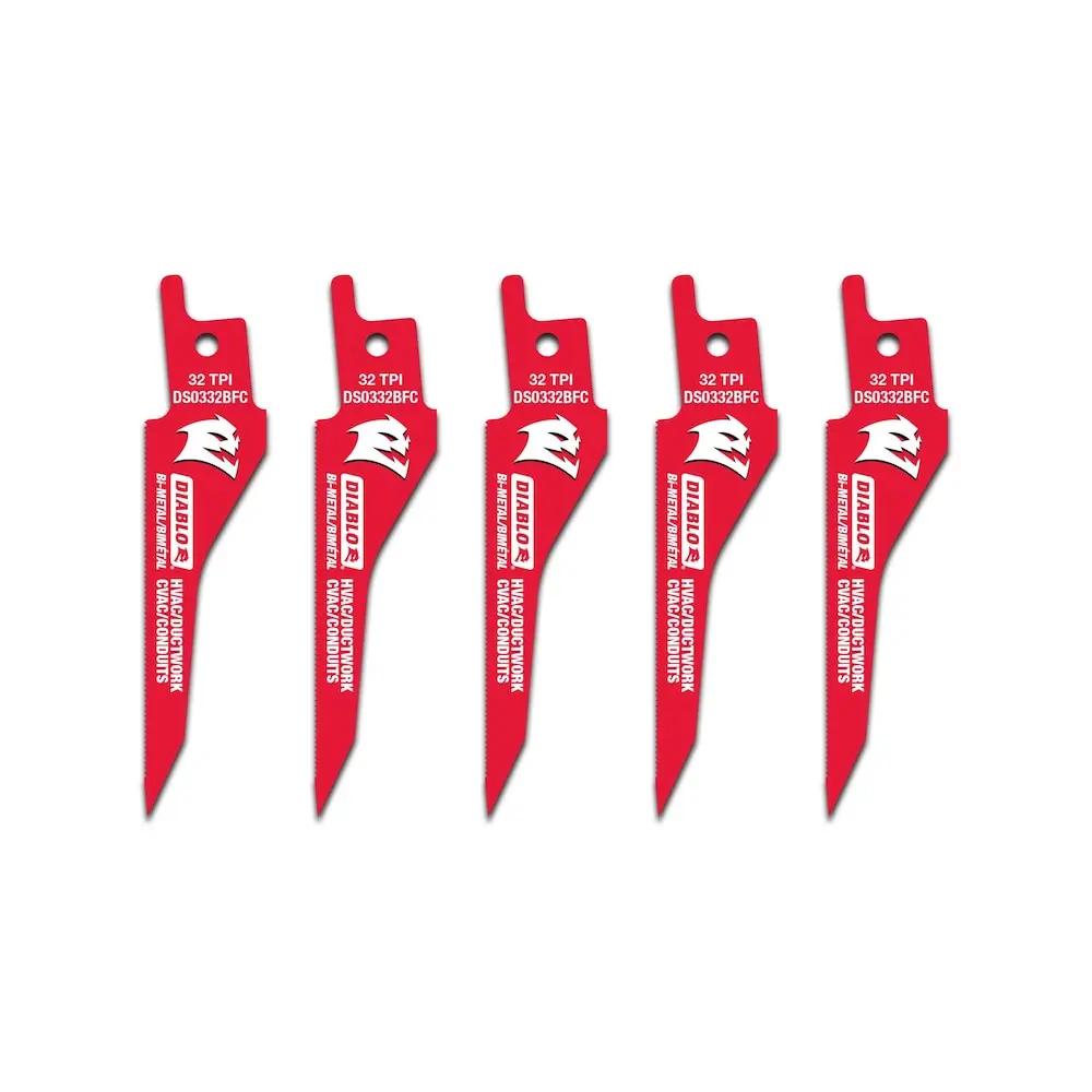 DIABLO DS0332BF5C - 3-1/4" 32TPI Bi-Metal Recip Blade for HVAC/Ductwork (5pk) Wise Line Tools