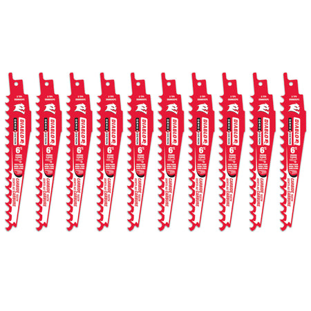 DIABLO DS0603CP10C - 6" 3TPI Carbide Demo Demon Recip Blade for Pruning/Clean Wood (10pk) Wise Line Tools