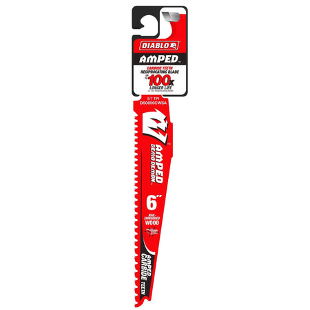 DIABLO DS0606CWSA - 6" 5/7TPI AMPED Carbide Demo Demon Recip Blade for Nail-Embedded Wood DIABLO