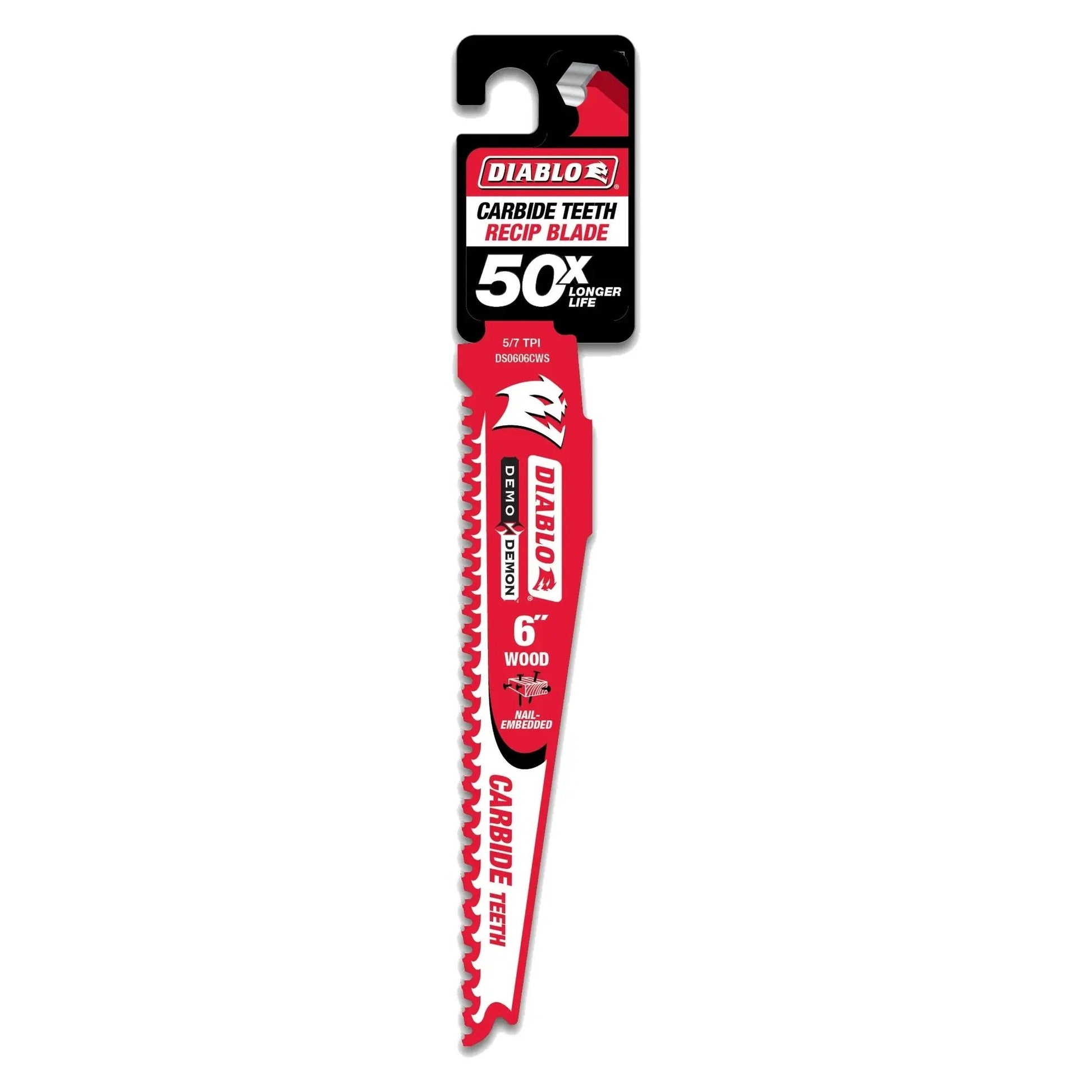 DIABLO DS0606VCW10C - 6" 5/7TPI Carbide Demo Demon Recip Blade for Nail-Embedded Wood (10pk) DIABLO