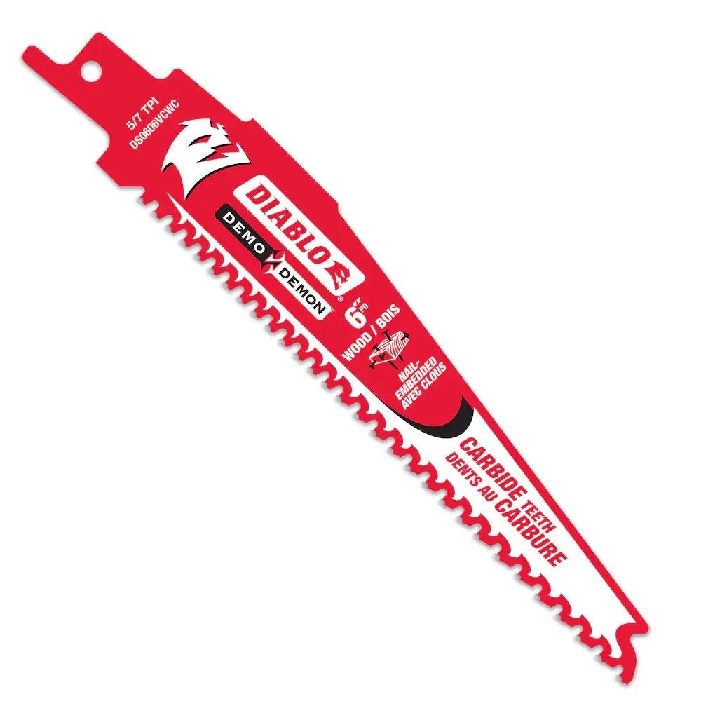 DIABLO DS0606VCWC - 6" 5/7TPI Carbide Demo Demon Recip Blade for Nail-Embedded Wood DIABLO