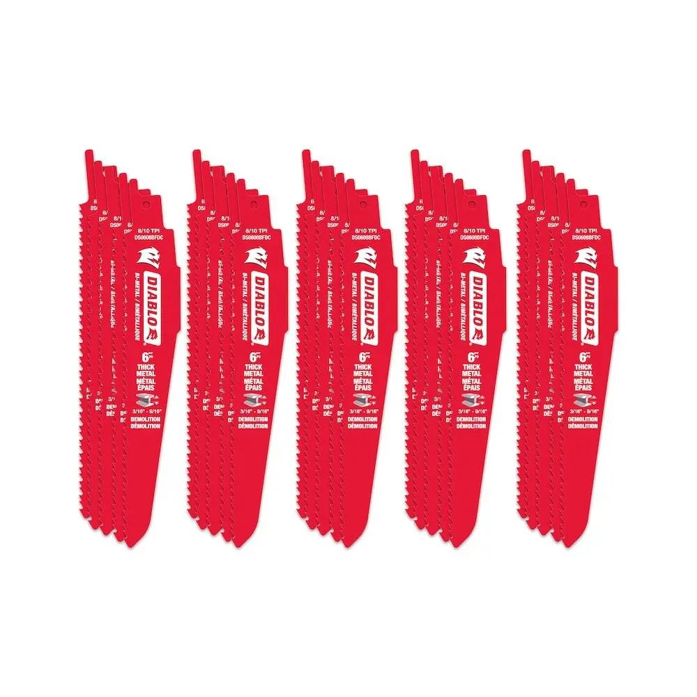 DIABLO DS0608BFD25C - 6" 8/10TPI Bi-Metal Recip Blade for Thick Metal (25pk) DIABLO