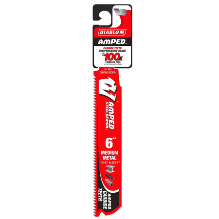 DIABLO DS0610CFA - 6" 10TPI AMPED Carbide Steel Demon Recip Blade for Medium Metal DIABLO