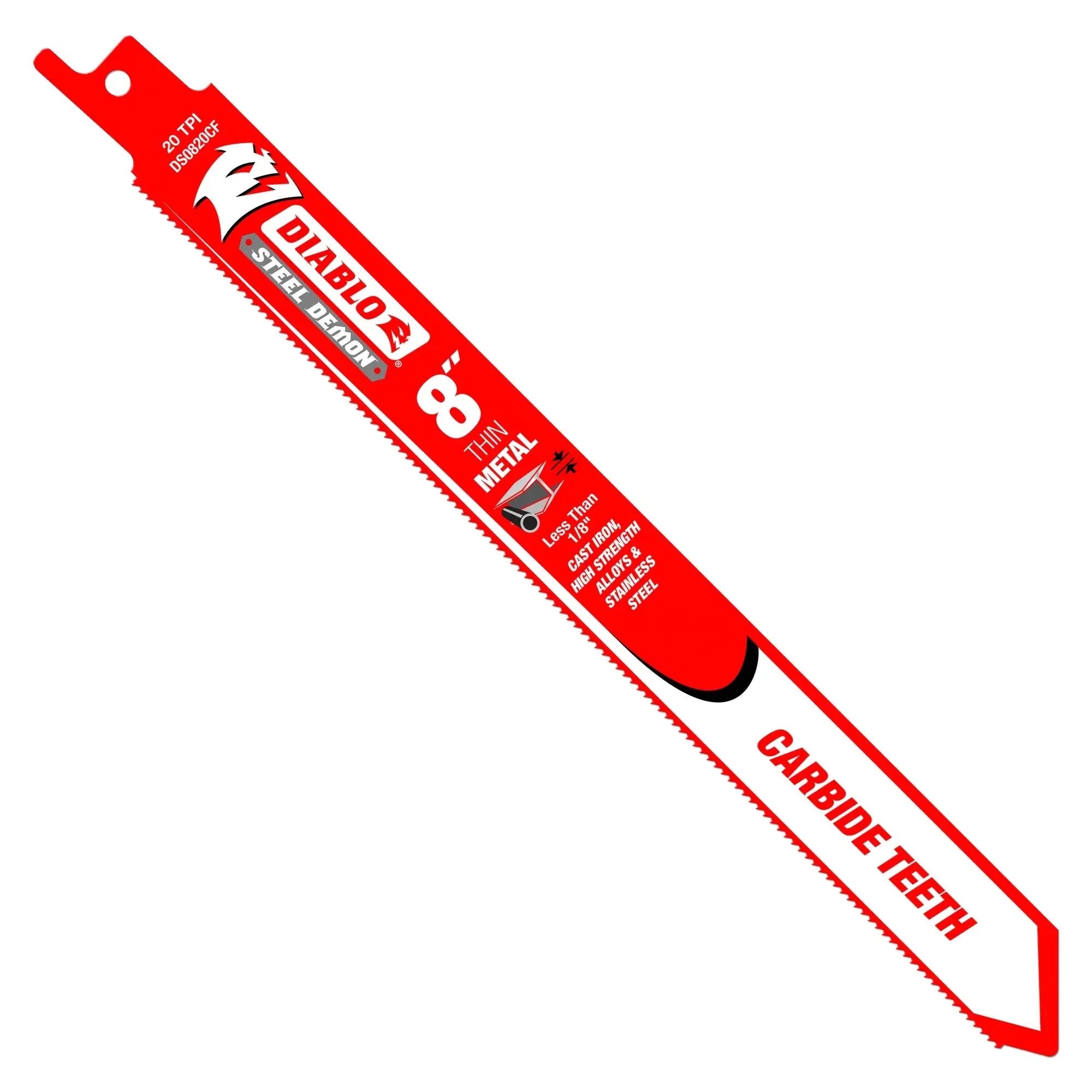 DIABLO DS0820CF - 8" 20TPI Carbide Steel Demon Recip Blade for Thin Metal DIABLO