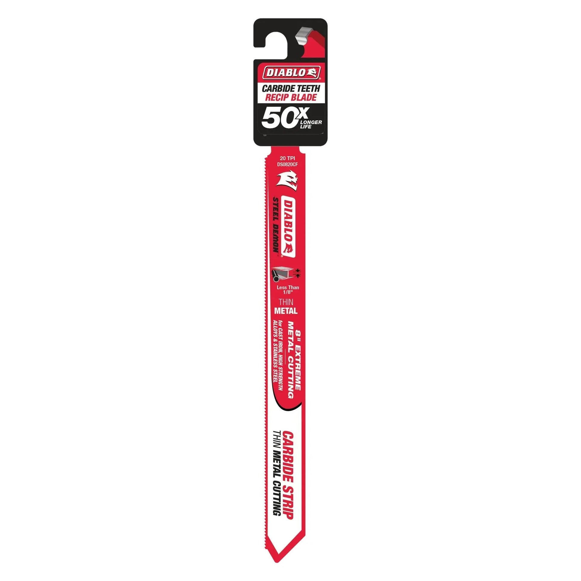 DIABLO DS0820CF - 8" 20TPI Carbide Steel Demon Recip Blade for Thin Metal DIABLO