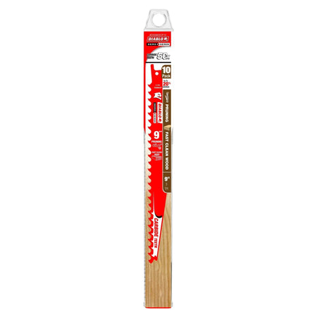 DIABLO DS0903CP10C - 9" 3TPI Carbide Demo Demon Recip Blade for Pruning/Clean Wood (10pk) DIABLO