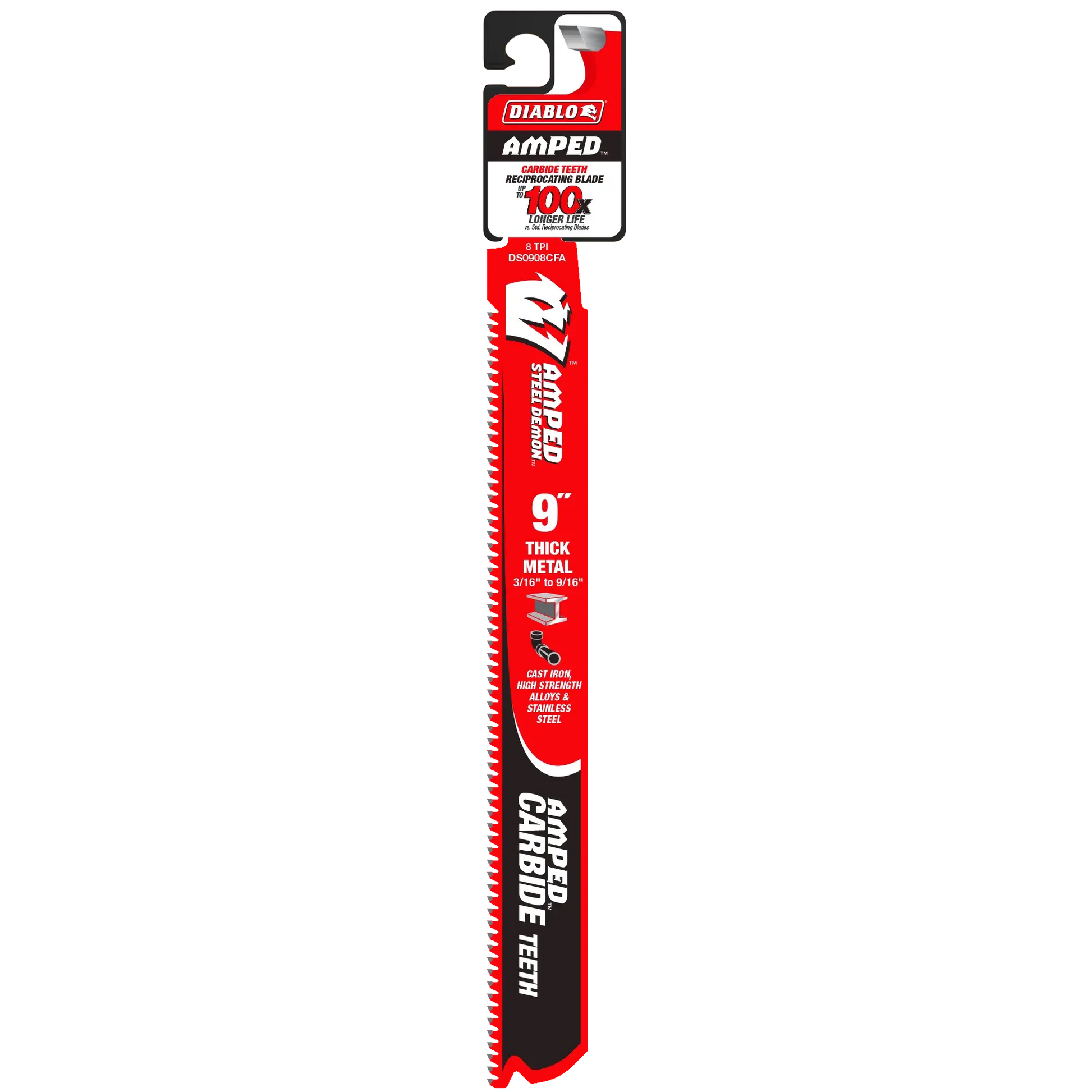 DIABLO DS0908CFAC  -  9" 8TPI AMPED Steel Demon Carbide Teeth Recip Blade for Thick Metal DIABLO