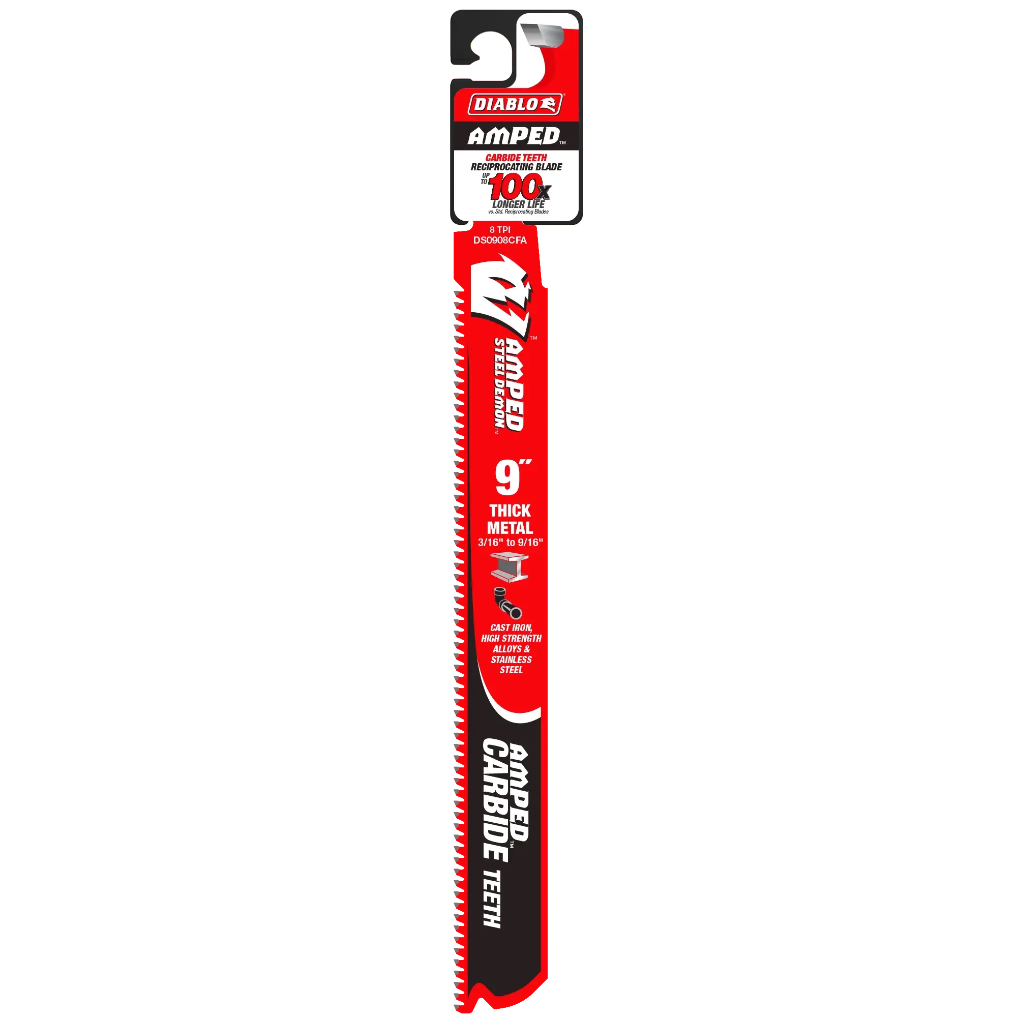 DIABLO DS0908CFAC  -  9" 8TPI AMPED Steel Demon Carbide Teeth Recip Blade for Thick Metal DIABLO