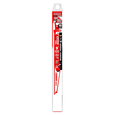 DIABLO DS0909CGP10C - 9" 6/9TPI Carbide Demo Demon Recip Blade for General Purpose (10pk) DIABLO