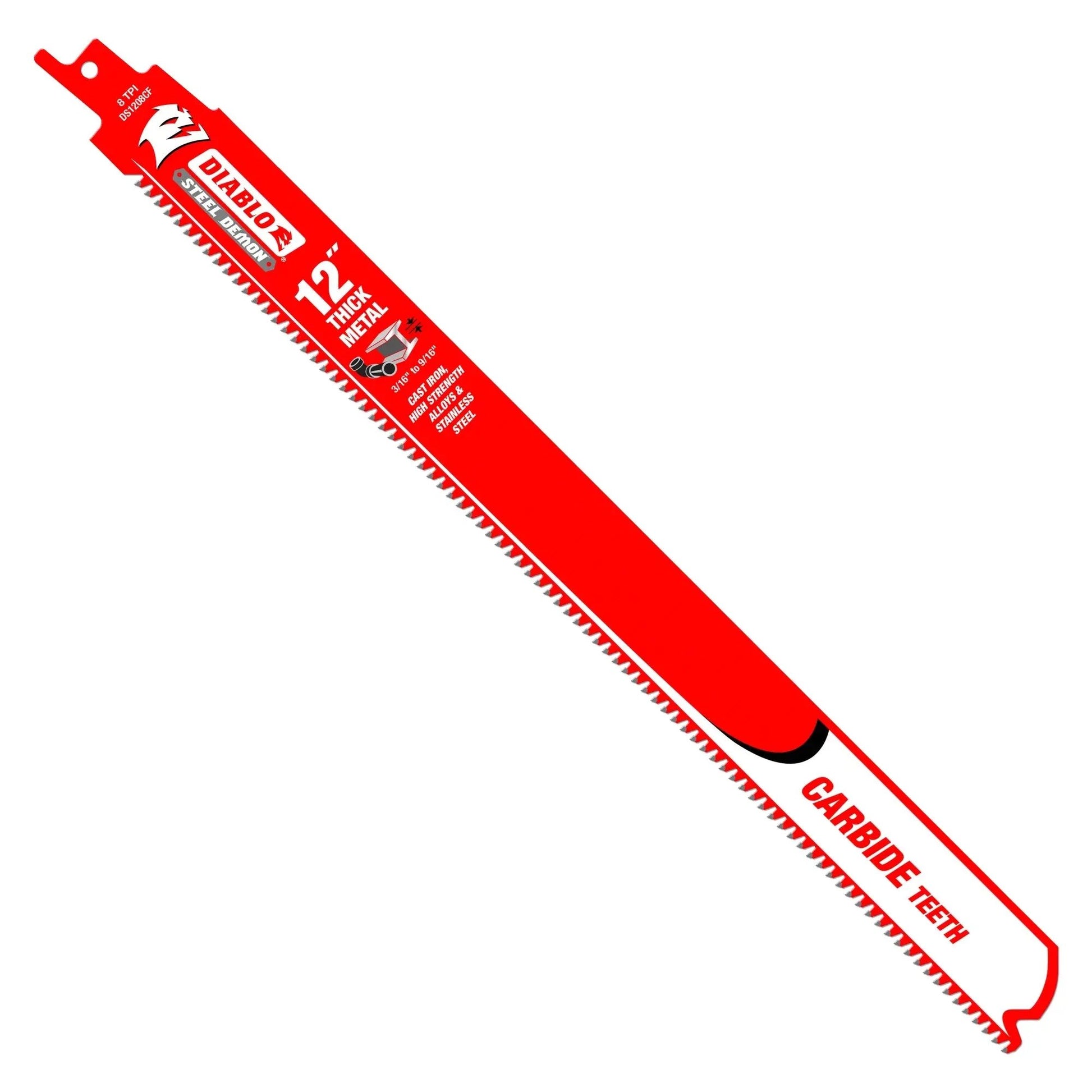 DIABLO DS1208CF10C - 12" 8TPI Carbide Steel Demon Recip Blade for Thick Metal (10pk) DIABLO