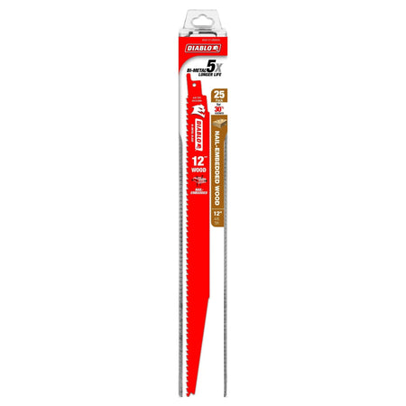 DIABLO DS1212BW25C - 12" 6/12TPI Bi-Metal Recip Blade for Nail-Embedded Wood (25pk) DIABLO