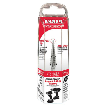 DIABLO DSD0500S13  -  1/4 in. ‑ 1/2 in. Impact Step Drill Bit - Wise Line Tools