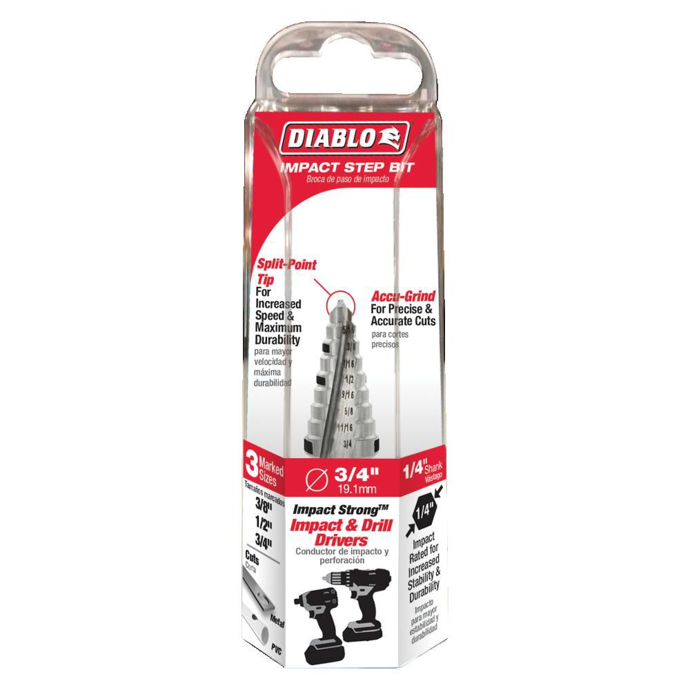 DIABLO DSD0750S09  -  3/8 in. ‑ 3/4 in. Impact Step Drill Bit - Wise Line Tools