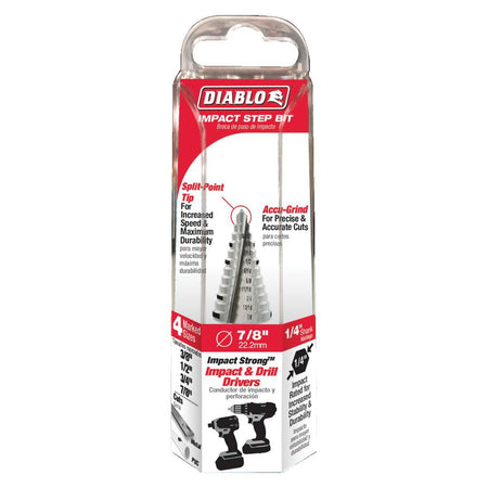 DIABLO DSD0875S12  -  3/8 in. ‑ 7/8 in. Impact Step Drill Bit - Wise Line Tools