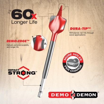 DIABLO DSPD4040  -  7/8" DEMODEMON SPADE BIT - Wise Line Tools