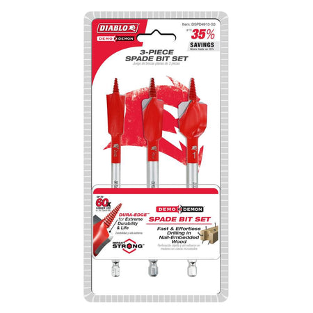 DIABLO DSPD4910-S3 -  3PC DEMODEMON SPADE BIT SET (1/2" 3/4" 1-1/8") - Wise Line Tools