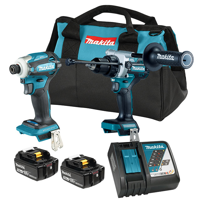 Makita 18V LXT Brushless 2 Tool Combo Kit, 5.0Ah x2 - DLX2412TX1