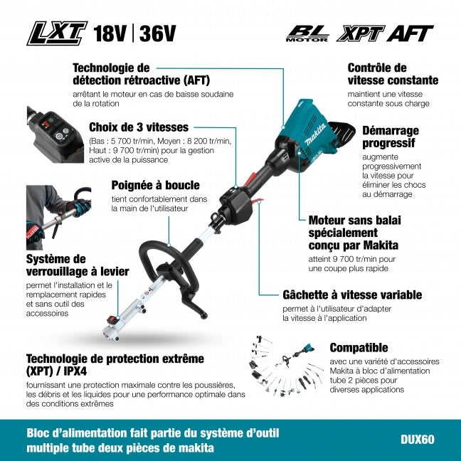 Makita DUX60Z - Makita DUX60Z 36V (18Vx2) LXT Brushless Split Shaft Power Unit (Tool Only) (View 4)