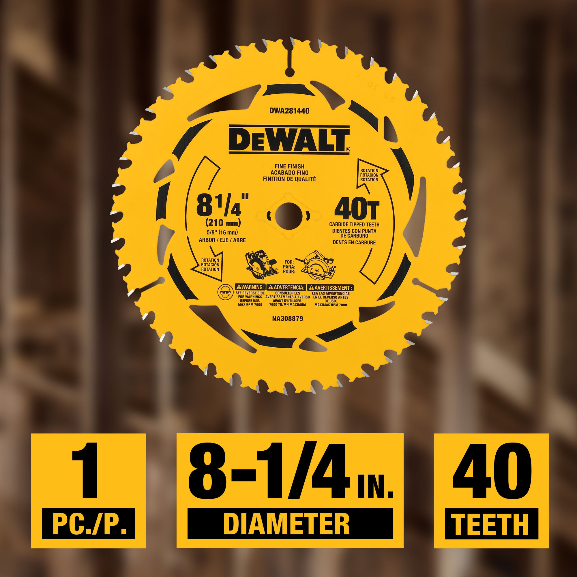 Lame simple DEWALT DWA281440-8 1/4 po 40 dents