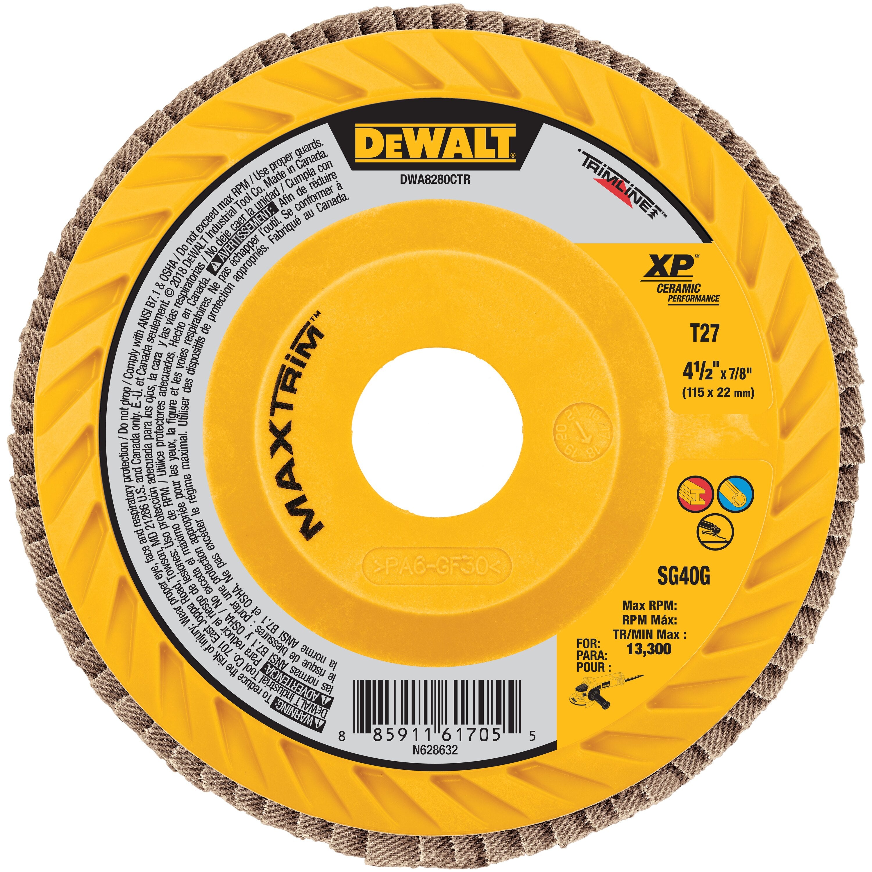 DEWALT DWA8280CTR - Disque à lamelles découpables DEWALT Xp Ceramic Maxtrim