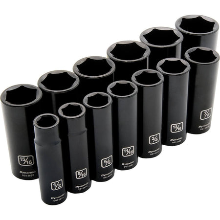 DYNAMIC D018021 - 1/2" D 13 PC 6PT DEEP IMP SAE SKT SET DYNAMIC