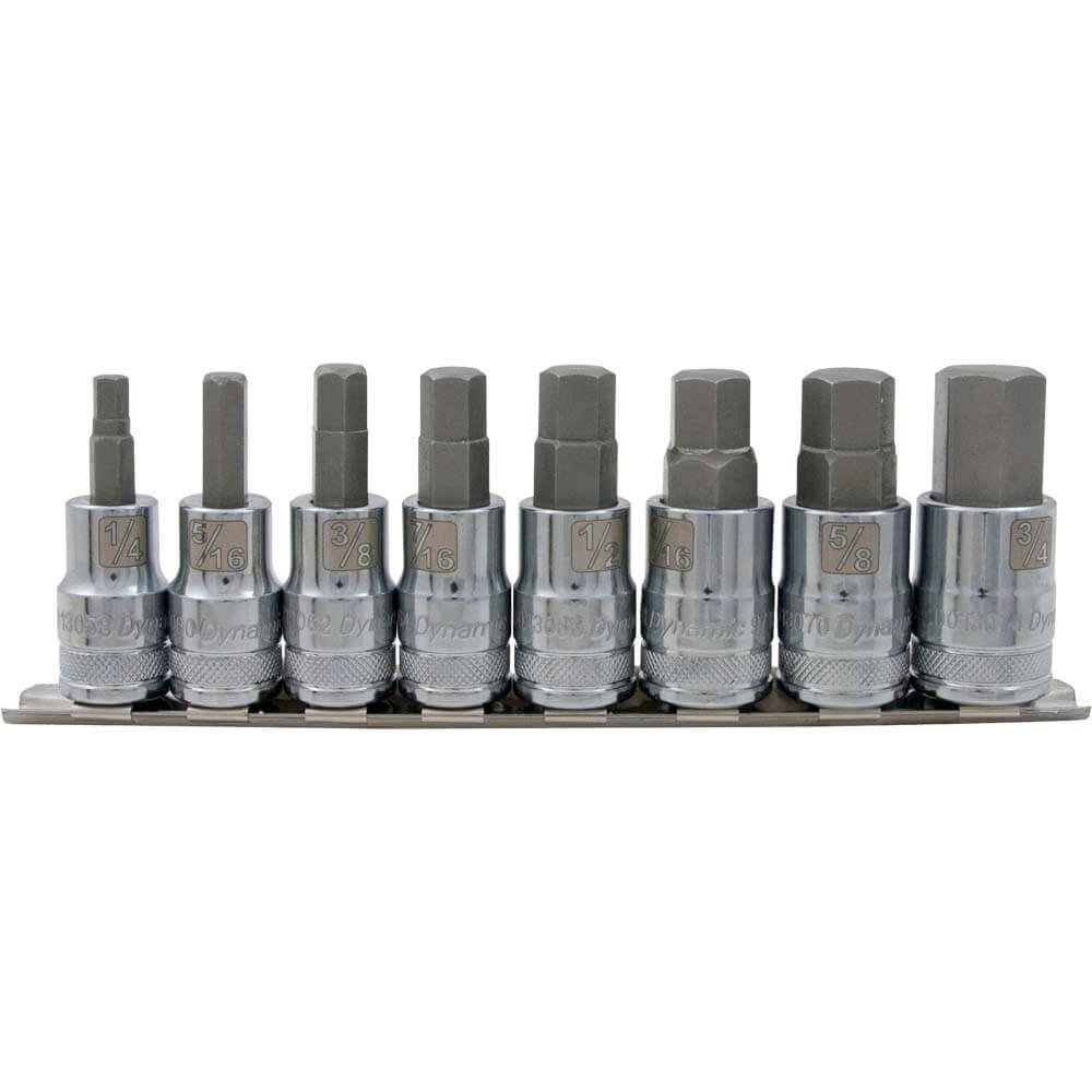 DYNAMIC 1/2" D 8 PC STANDARD SAE HEX SKT SET - Wise Line Tools