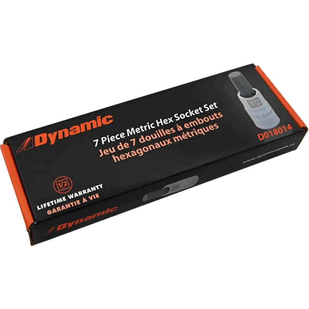 DYNAMIC D018014 - 1/2" D 7 PC MET STD HEX SKT SET DYNAMIC