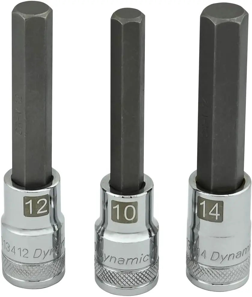 DYNAMIC D018015 - 1/2" D 7 PC METRIC LONG HEX SKT SET DYNAMIC