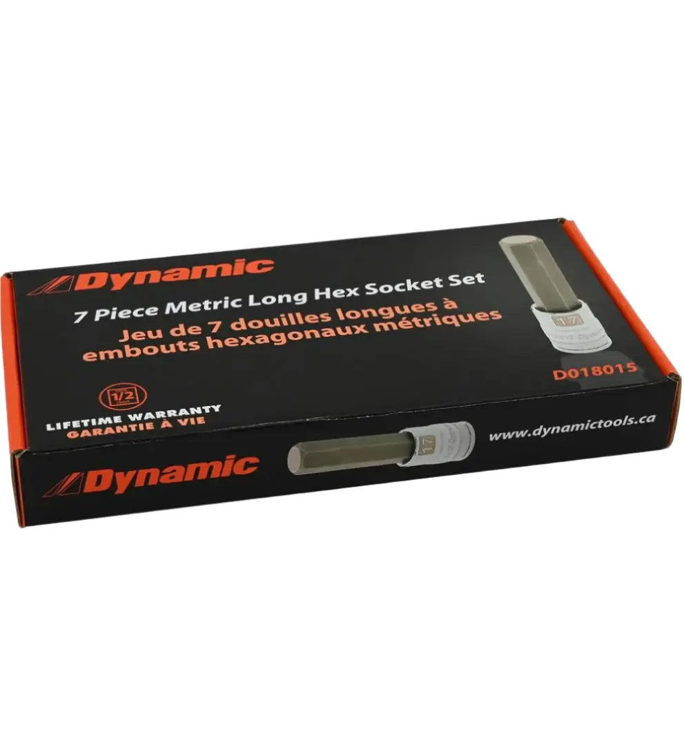 DYNAMIC D018015 - 1/2" D 7 PC METRIC LONG HEX SKT SET DYNAMIC