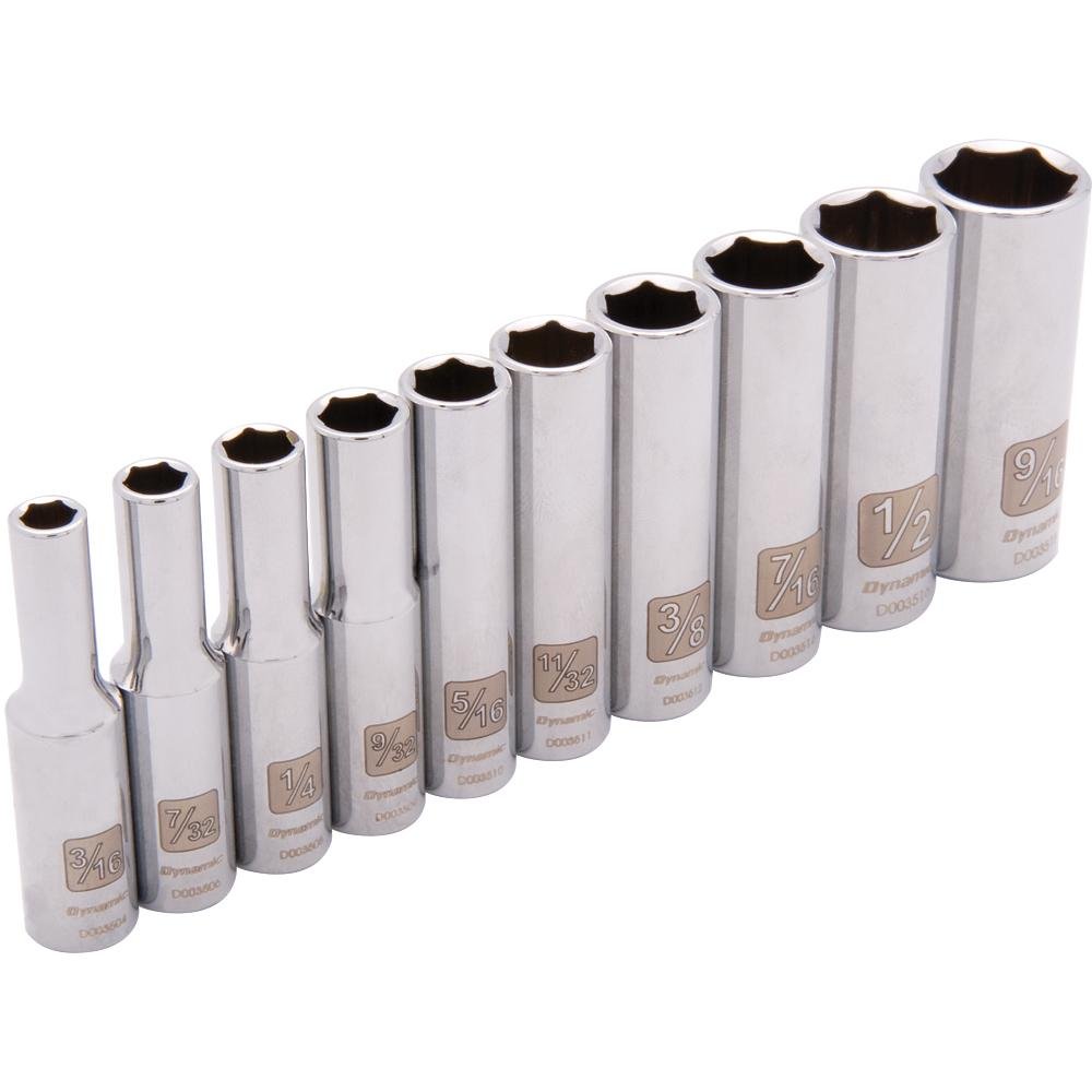 DYNAMIC GT-D004001  -  1/4" D 10 PC 6 PT STD SAE SKT SET - Wise Line Tools