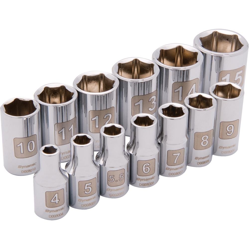 DYNAMIC GT-D004002  -  1/4" D 13 PC 6 PT STD SAE SKT SET - Wise Line Tools