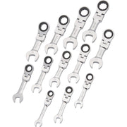 DYNAMIC GT-D076608  -  12 PC METRIC STUBBY FLEX HEAD COMBINATION RATCHETING WRENCH SET - Wise Line Tools