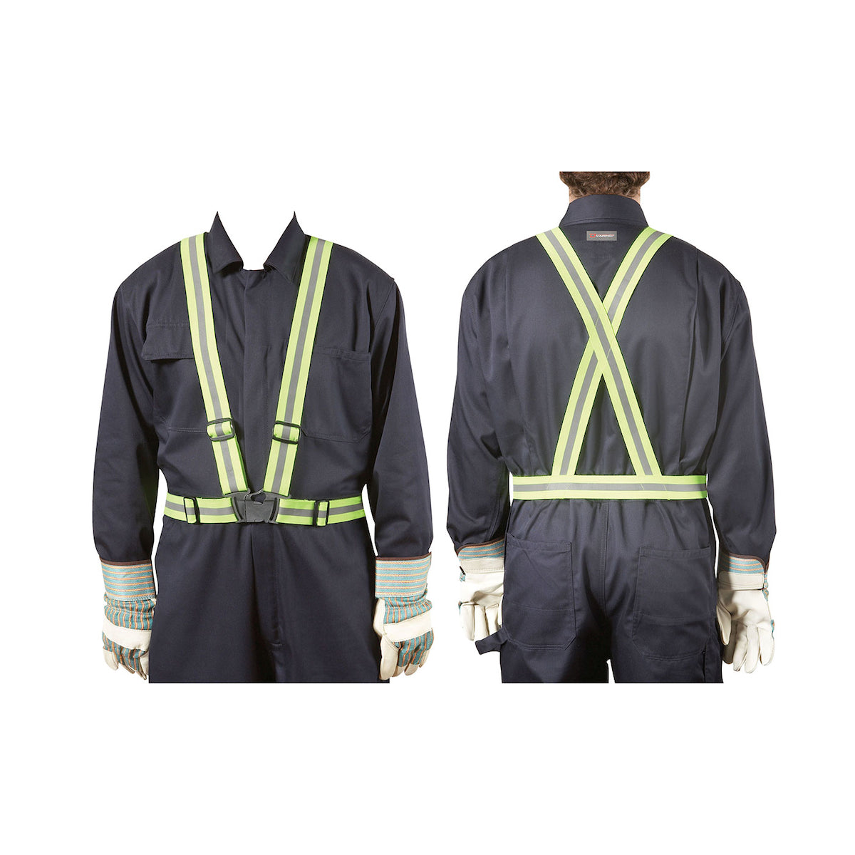 DYNAMIC SAFTEY TSHG32/L  -  ELASTICIZED TRAFFIC SASH BELT - HI VIZ WITH VERTICAL STRIPES - LARGE DYNAMIC SAFETY