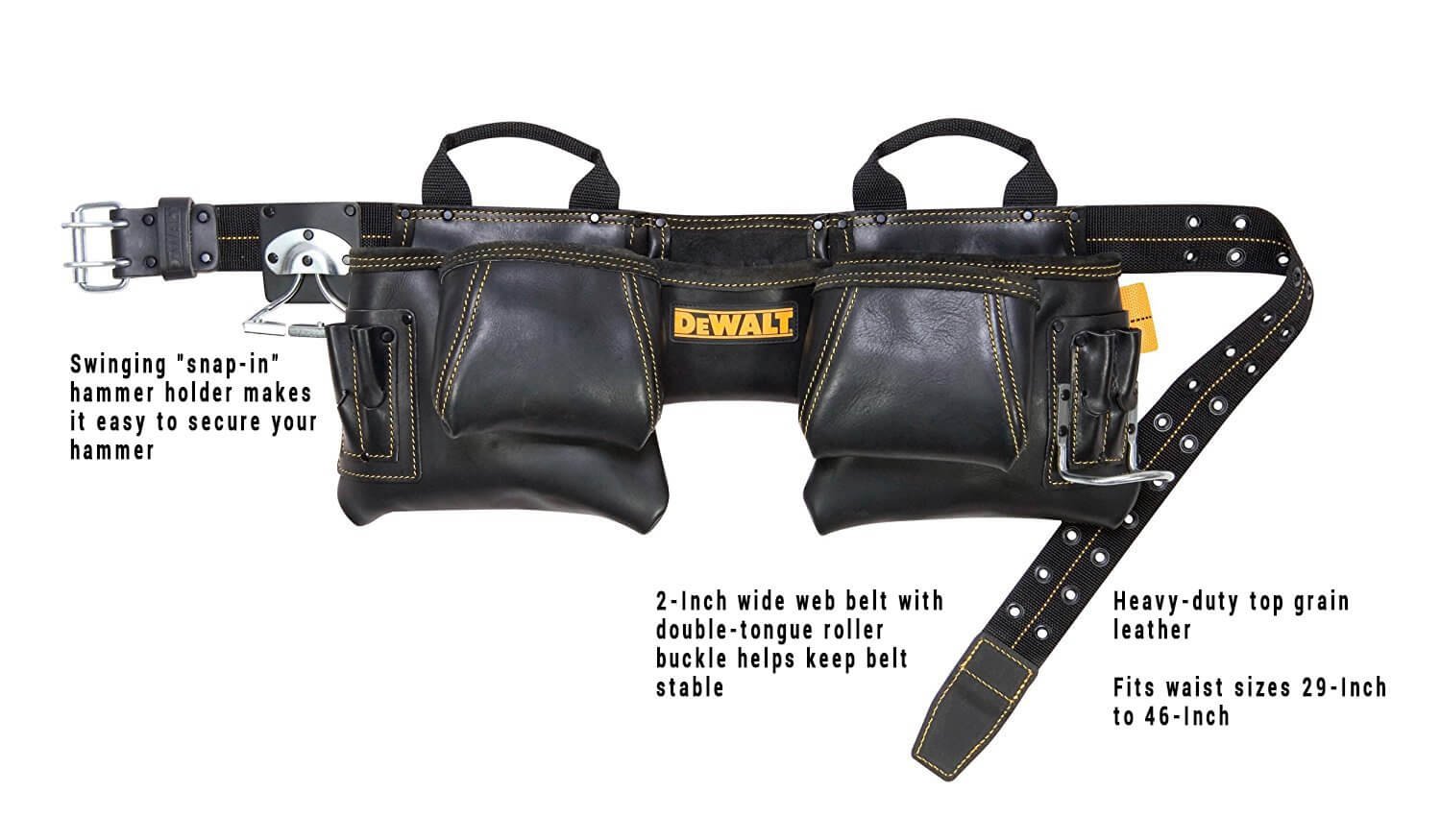 DeWALT DG5472  -  12 Pocket Leather Carpenter's Apron - Wise Line Tools