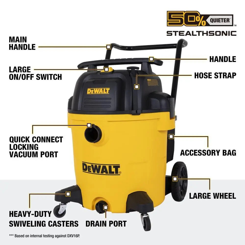 DeWalt 16 Gallon Wet/Dry Cart Vacuum - DXV16P-QTA - Wise Line Tools