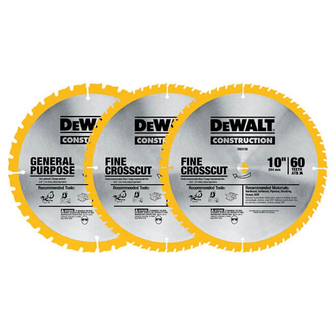 DeWalt DW3106P5B3C  -  10 IN COMBO PACK 60T & 32T - Wise Line Tools