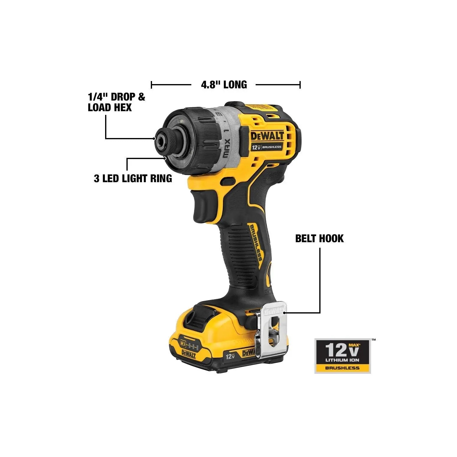 Dewalt DCF601F2  - XTREME 12V MAX* Brushless 1/4" Cordless Screwdriver Kit - Wise Line Tools