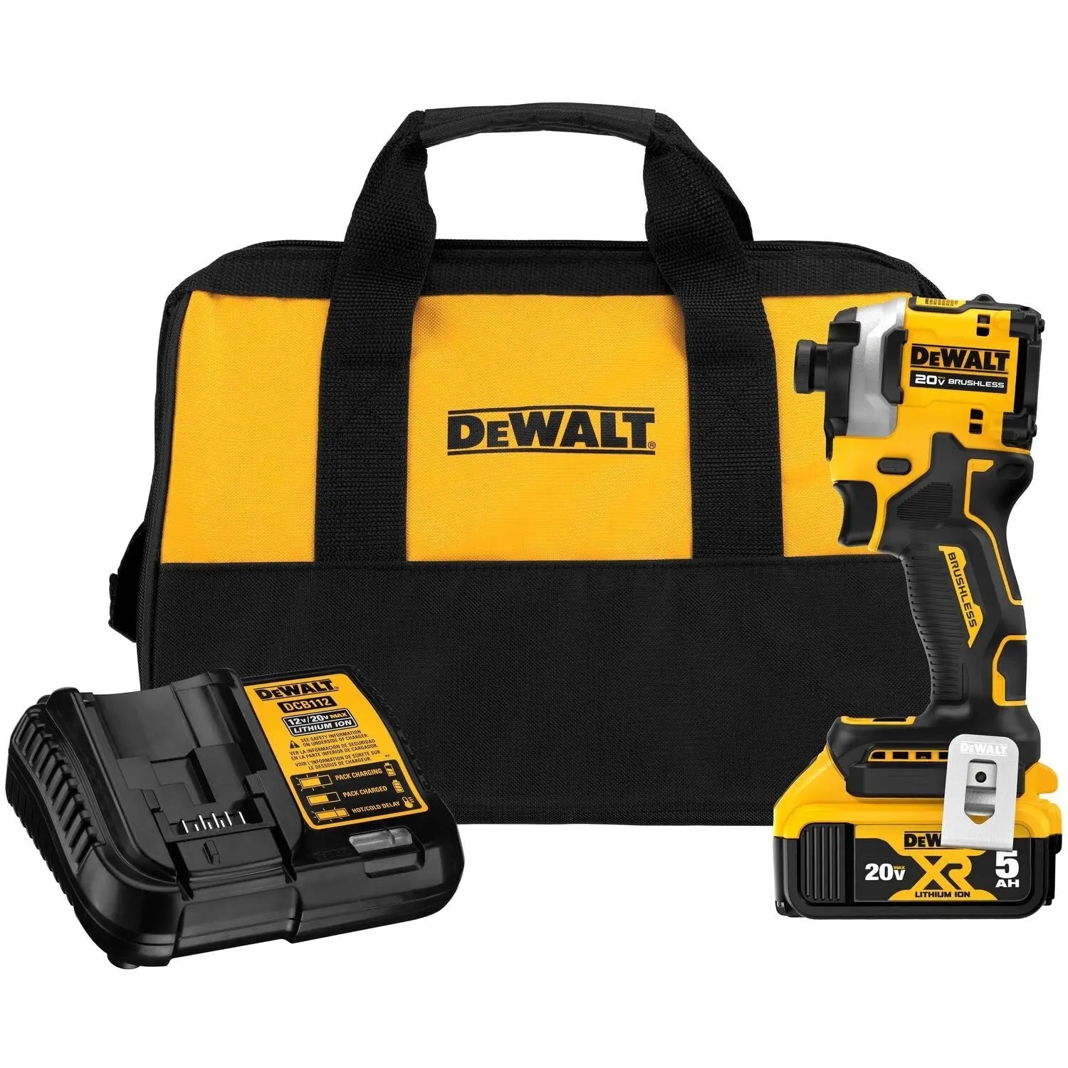 Dewalt DCF850P1 Atomic 20V MAX* 1/4 in. Brushless Cordless 3-Speed Impact Driver Kit - Wise Line Tools