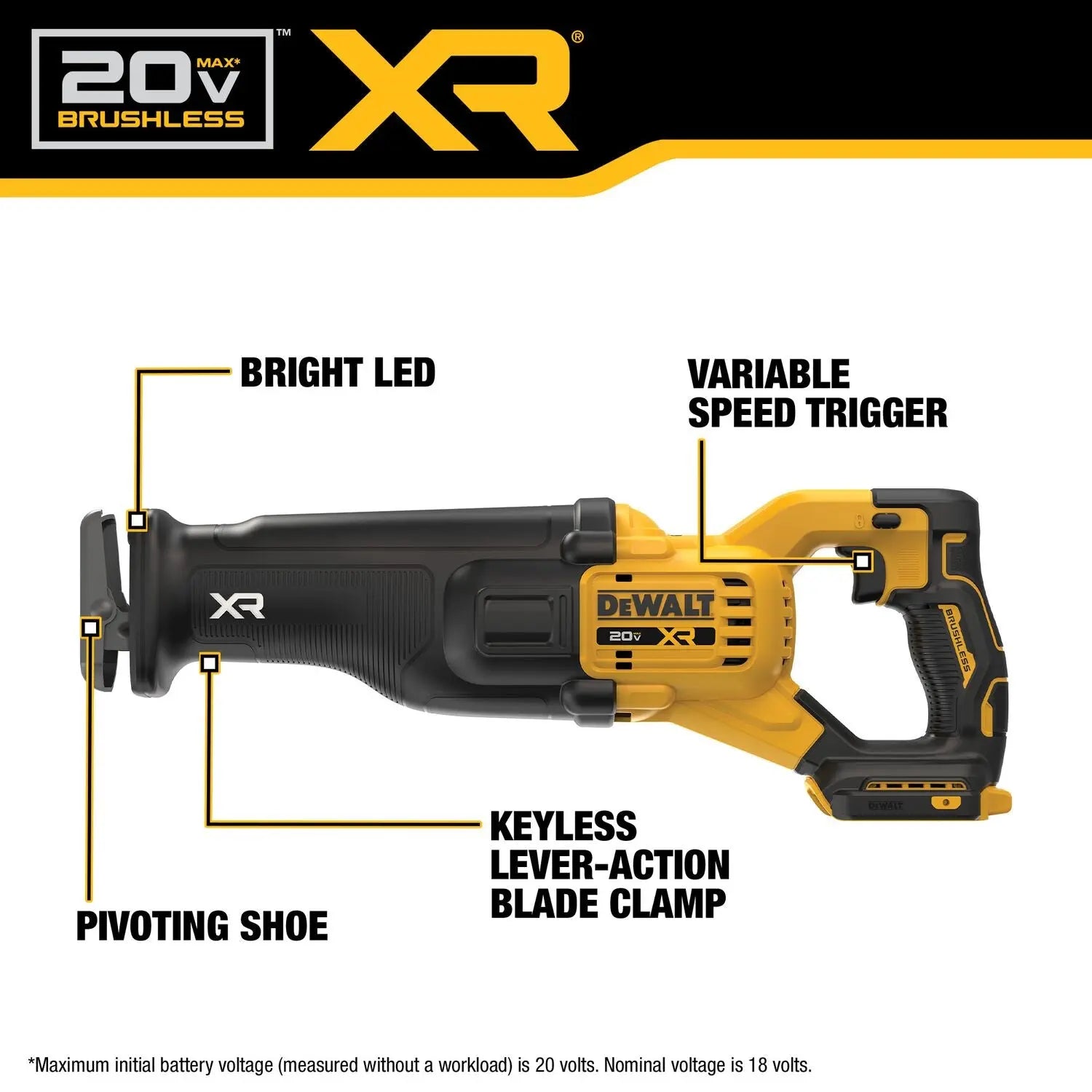 Dewalt DCS384B - 20V MAX* XR® BRUSHLESS CORDLESS RECIPROCATING SAW (TOOL ONLY) - Wise Line Tools