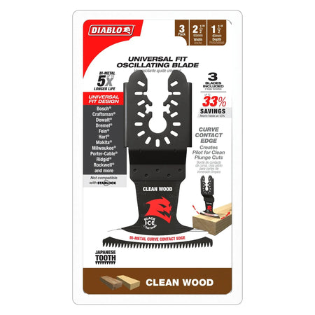 Diablo - 2-1/2 in. Universal Fit Bi-Metal Oscillating Blade for Clean Wood - Wise Line Tools