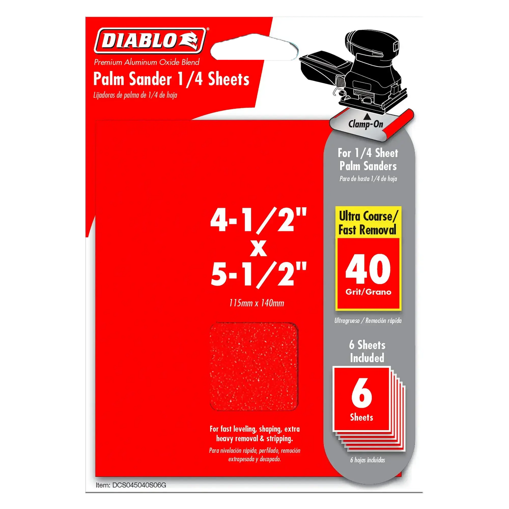Diablo 4-1/2" x 5-1/2" Palm Sander 1/4 Sanding Sheets (6pk) - Wise Line Tools