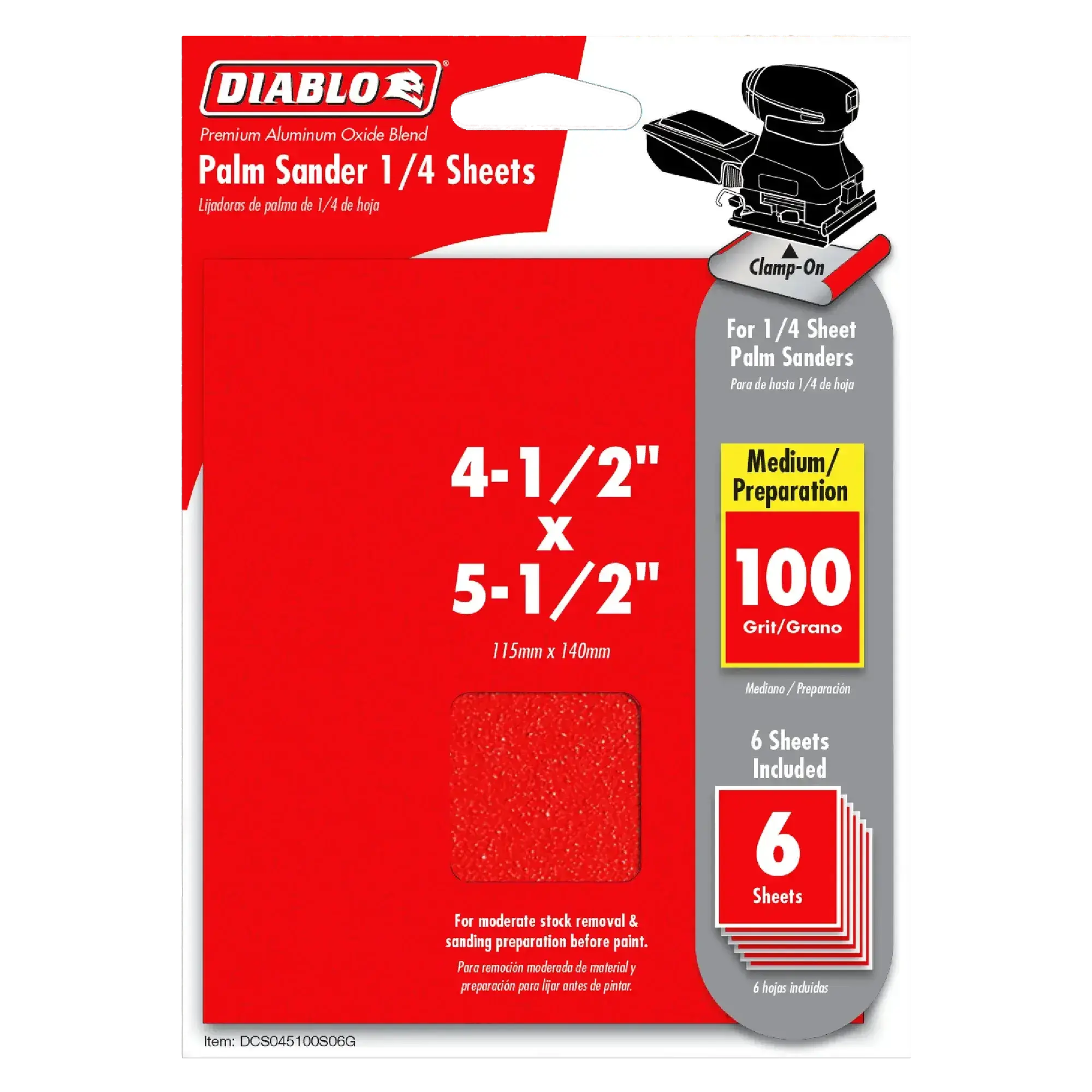 Diablo 4-1/2" x 5-1/2" Palm Sander 1/4 Sanding Sheets (6pk) - Wise Line Tools