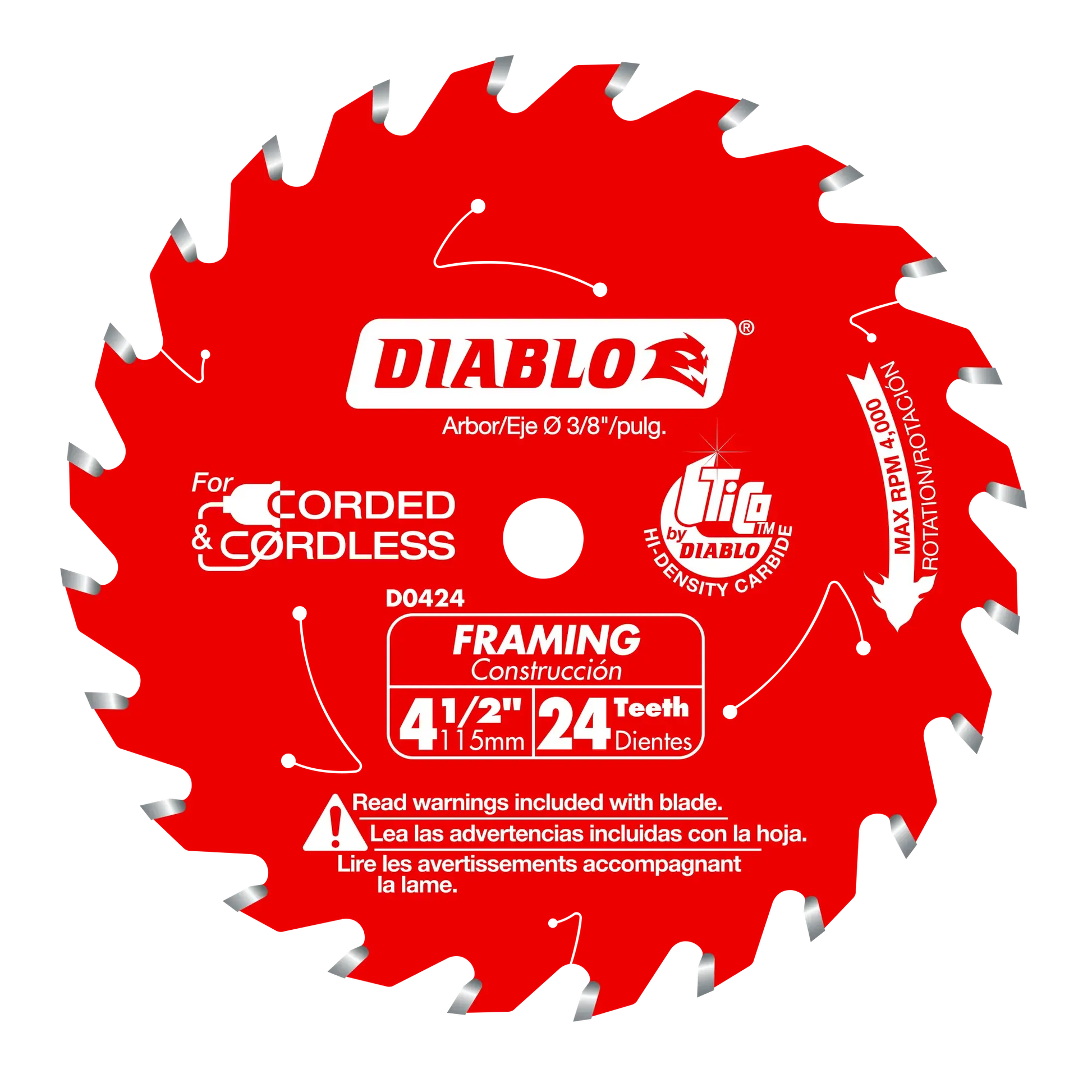 Diablo D0424X  -  4-1/2" x 24-Teeth Framing Saw Blade for Wood DIABLO
