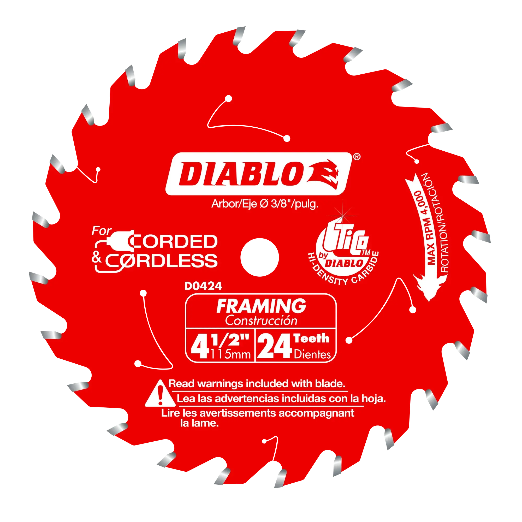 Diablo D0424X  -  4-1/2" x 24-Teeth Framing Saw Blade for Wood DIABLO