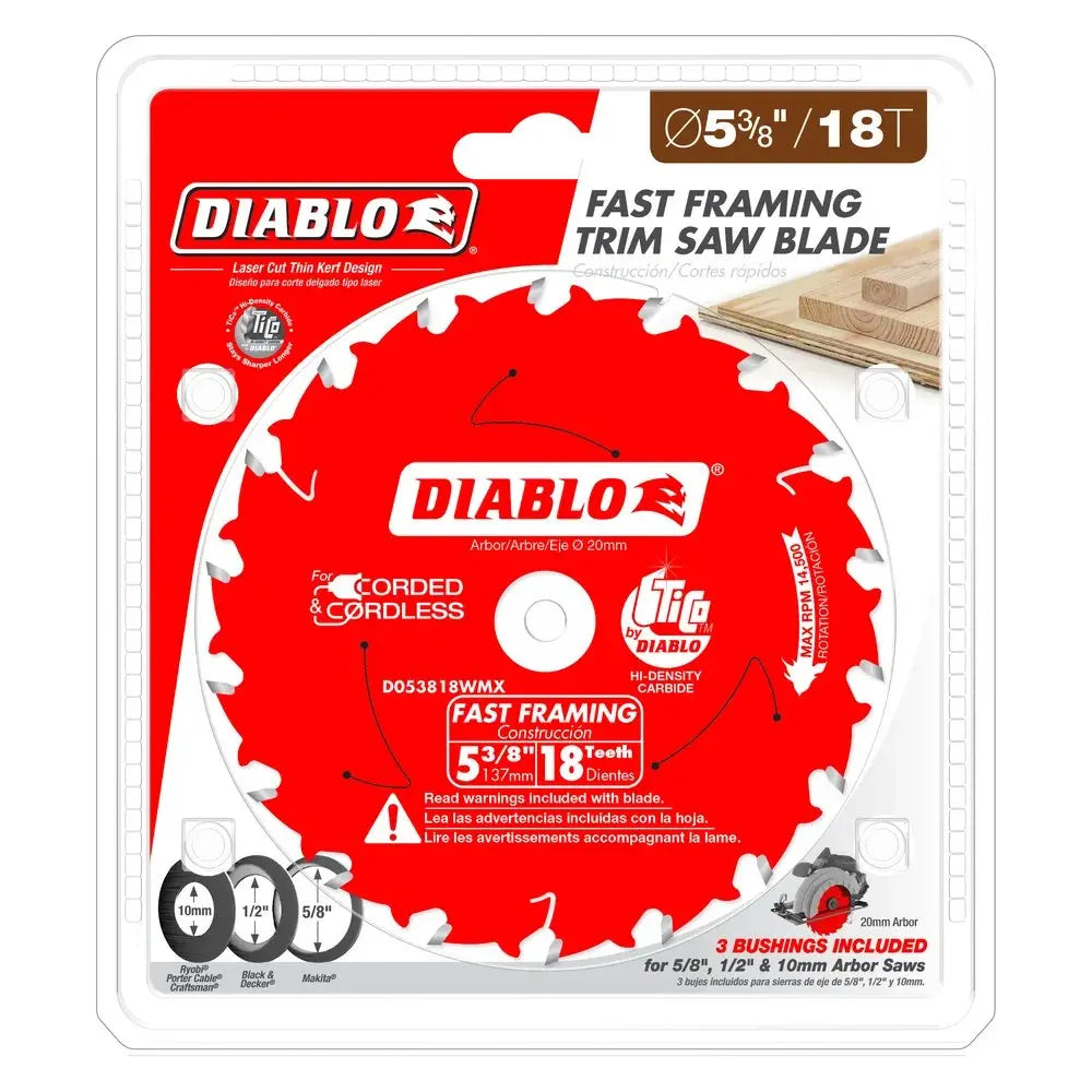 Diablo D053818WMX - 5-3/8 in. x 18 Tooth Fast Framing Saw Blade DIABLO
