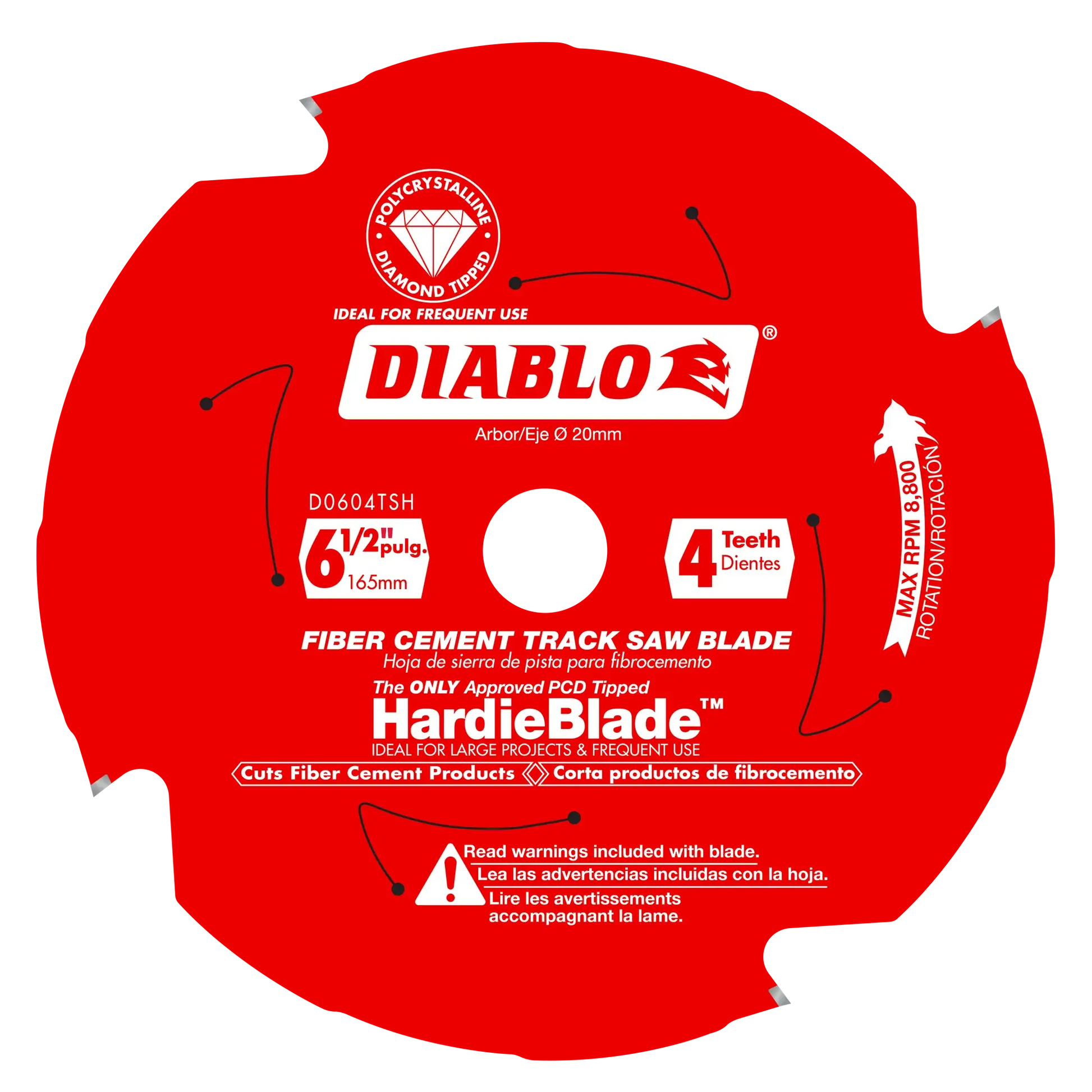 Diablo D0604TSH  -  6-1/2" 4-Teeth Track Saw Blade for JamesHardie and Fiber Cement DIABLO